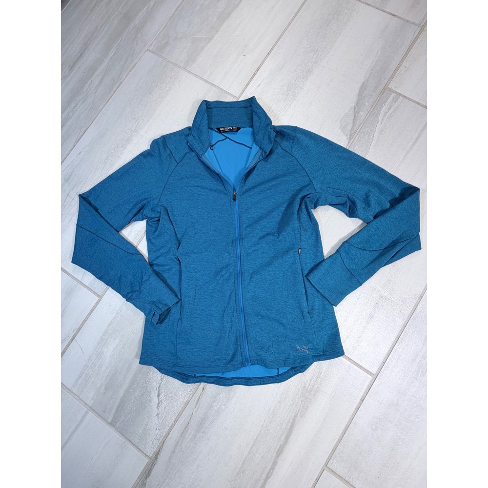 Arcteryx Taema Jacket Womens Small Blue Heathered Full Zip Thumbholes 20955